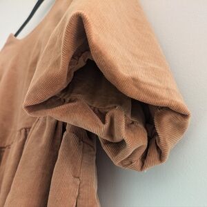 Everlane Corduroy Oversized Women's Mini Dress Biscotti Puff Sleeve Size L NWT